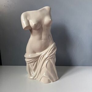 H&M Home Ceramic Female Torso Vase Venus Style Cream Sculpture 12”